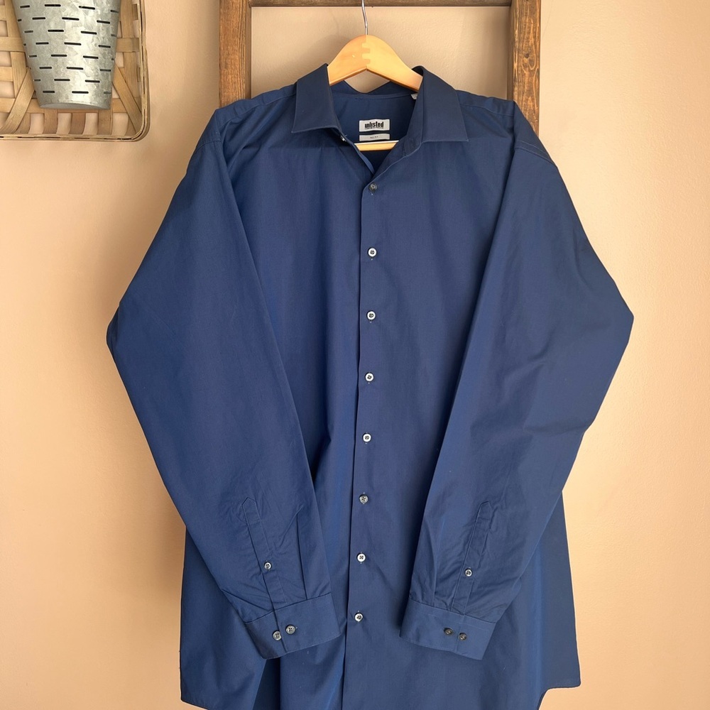 Big & Tall Kenneth Cole Deep Blue Dress Shirt Tall Fit